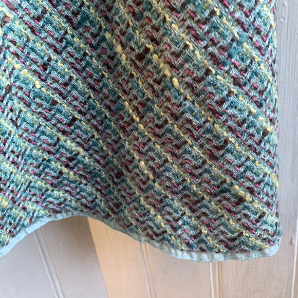 Tapemeasure Vintage Y2K Blue PInk Tweed Pastel Skirt Bow Detail Slit w Slip - 18 - Picture 5 of 16